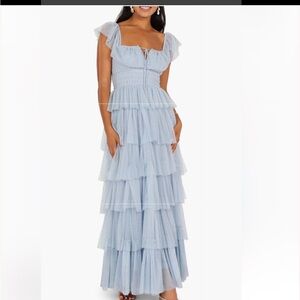 Petal & Pup Belle Swiss Dot Tulle Tiered Maxi Dress